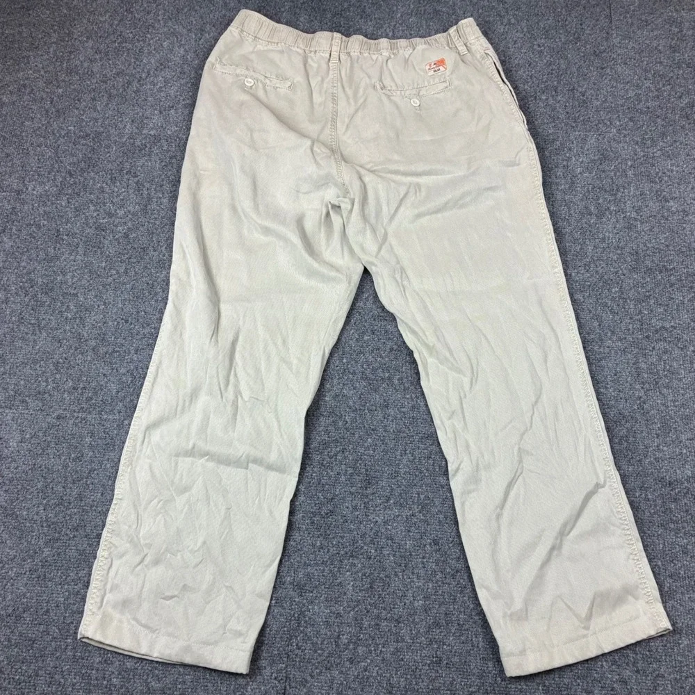 Tommy Bahama Mens Size Large 32x28 Tan White Striped Tencel Cotton Relaxed Pants